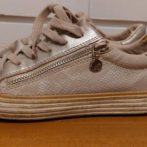 S. Oliver sneakers used, gold beige, snake skin effect, size 38