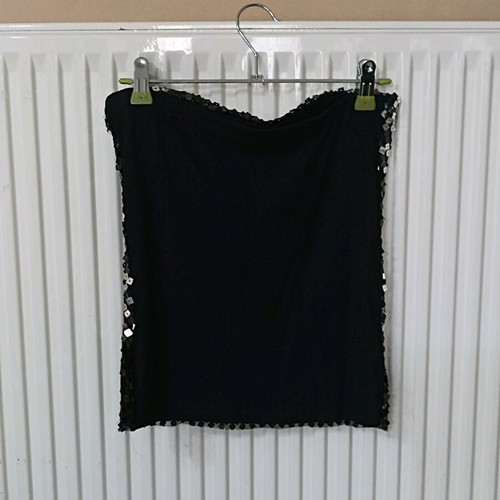 Strapless blouse new with black and silver sequins, size S