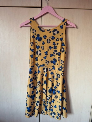 Φόρεμα animal print mini σαν καινούργιο, μπλε και κίτρινο