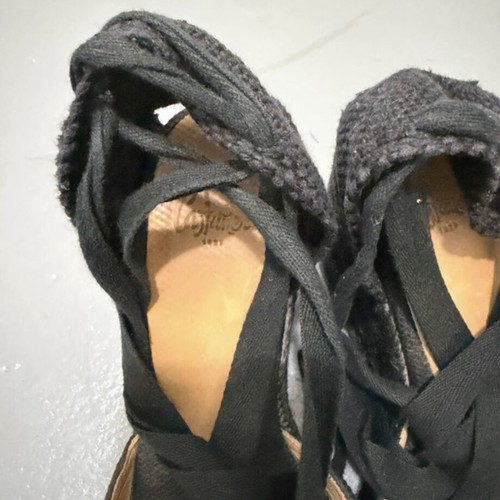 Castaner espadrilles with heel used, black, ankle ties, size 37