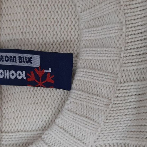 Vintage white hand-knitted sweater like new, size 116 cm