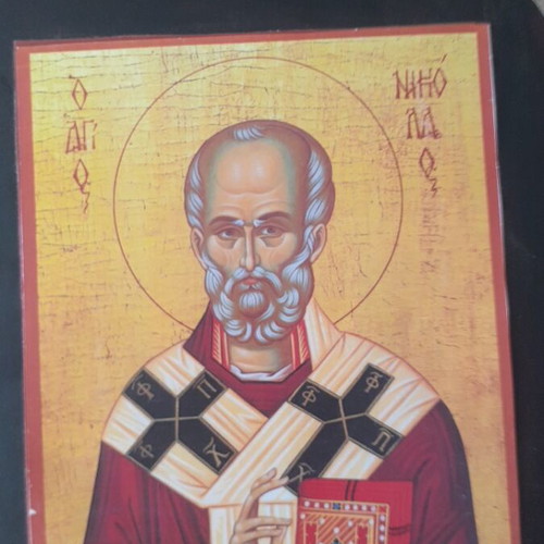 Wooden handmade religious icon new, decoupage technique