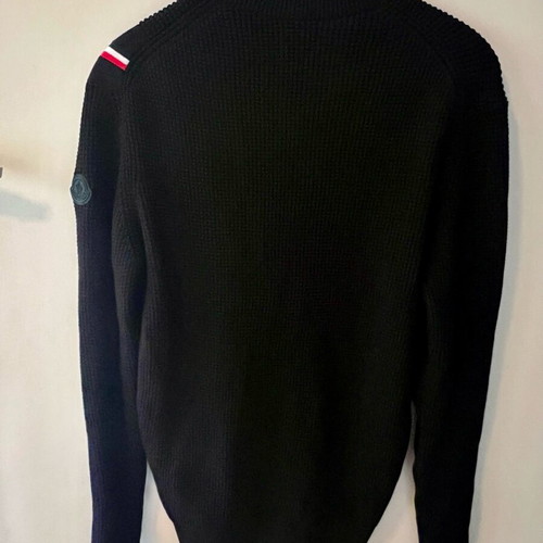 Moncler cotton waffle-knit crewneck sweater black size L