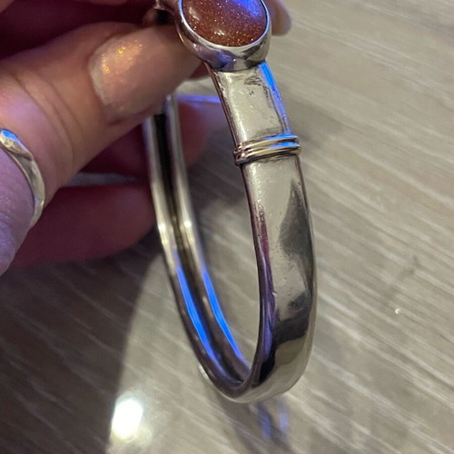 Silver-gold 950 585 bracelet with semi-precious stone used