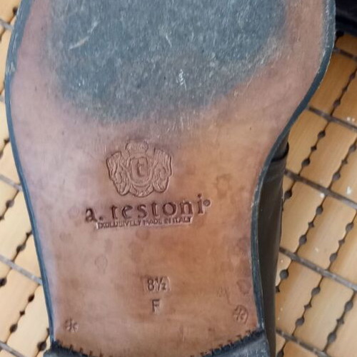 A. Testoni men's black leather shoes scarpins like new size 43