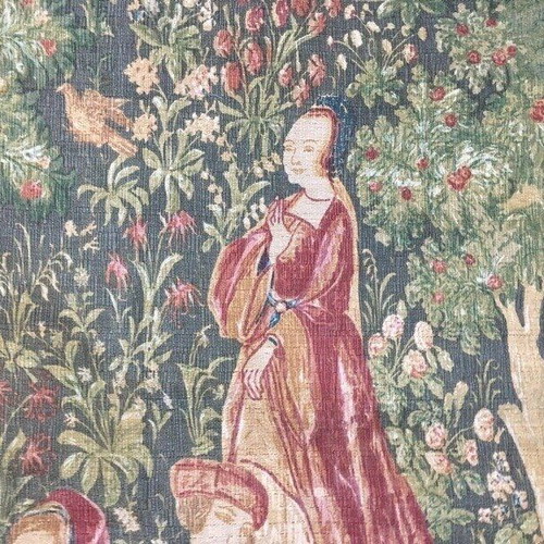 French tapestry used, large medieval-style replica