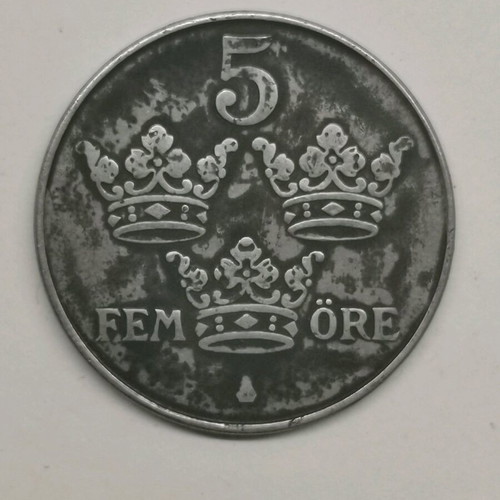 Sweden 5 Ore Coin 1949 used