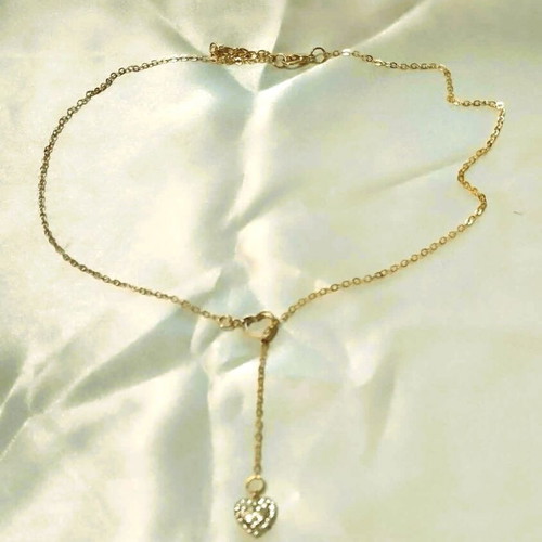 Necklace "lovely hearts" with hanging asymmetric hearts gold new