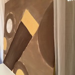 Painting on canvas used, oil paint, 90x90 cm, brown and beige colors