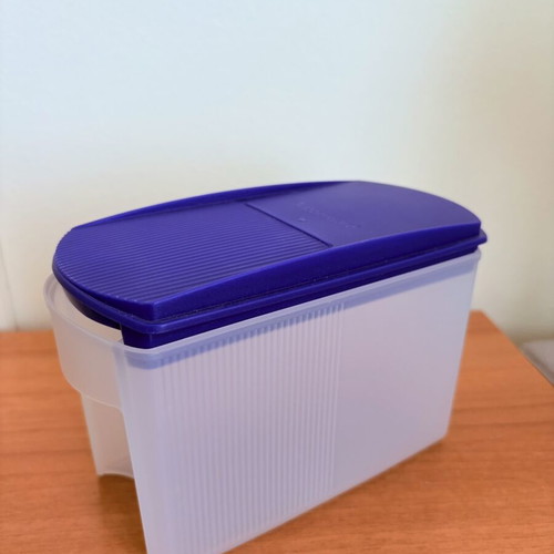 Tupperware Eidgenosse 1L food storage container used, purple lid