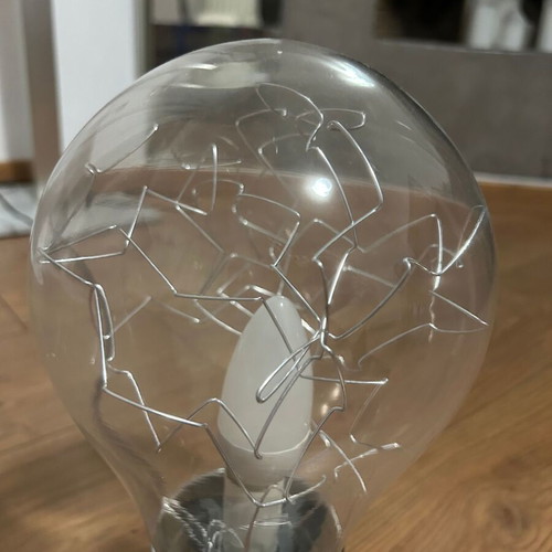 Table lamp used, globe-shaped with touch switch