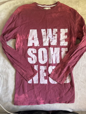 Zara boys long sleeve t-shirt 13-14 years, red with bleach stains
