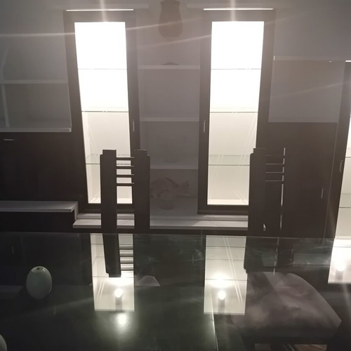 Dining set with 6 chairs, sideboard and cabinet like new