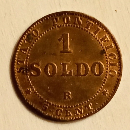Copper coin 1 Soldo used from the Papal States