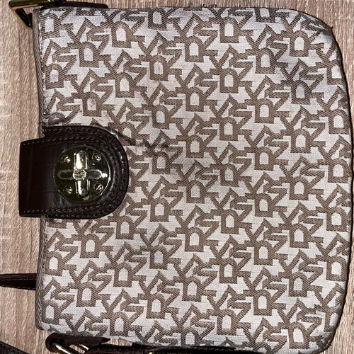 DKNY cross body bag used, beige and brown