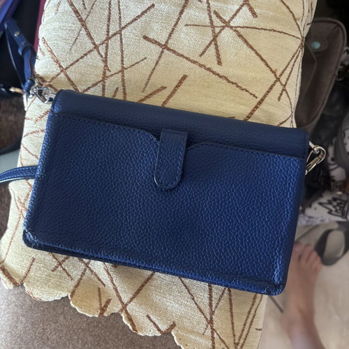 Michael Kors leather wallet crossbody navy blue like new