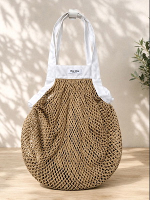 Miu Miu Beauty Net Bag new, shoulder, white and beige