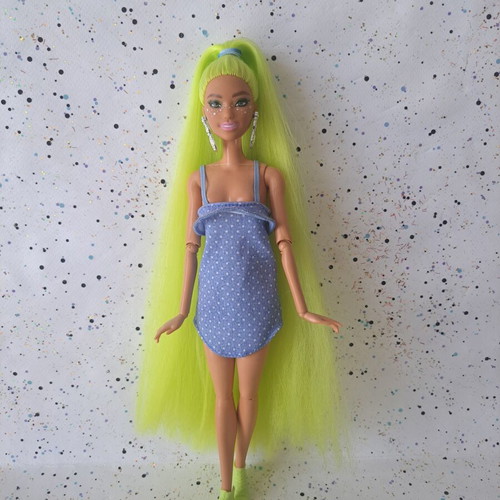 Barbie Extra Neon Hair redressed used with small flaws
