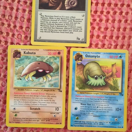 Pokemon cards used Mysterious Fossil with Omanyte and Kabuto evolutions