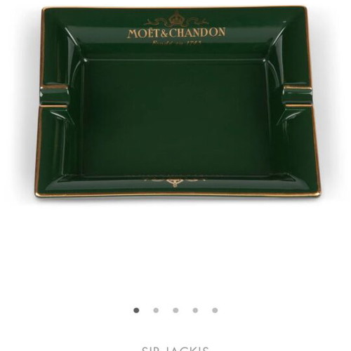 Vintage Moët & Chandon ashtray used, green with gold detail