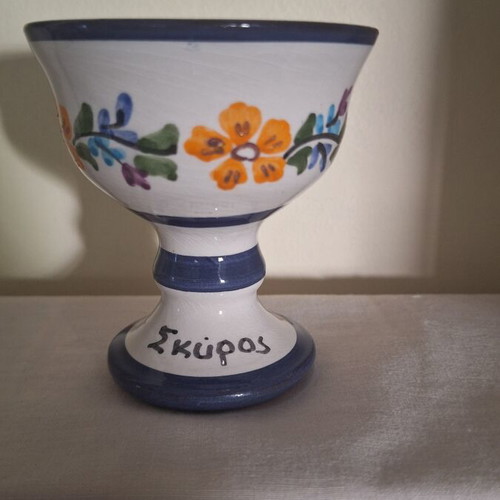Traditional ceramic vessel from Skyros like new, handmade, glazed