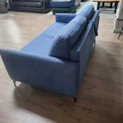 Designer blue fabric sofa three-seater with sleep function new