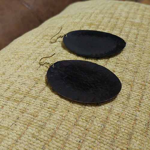Vintage handmade earrings like new, brown and golden