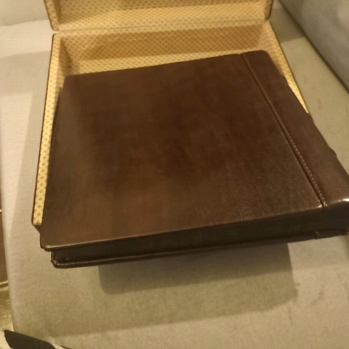 Authentic leather suitcase with luxury XL photo album 40 pages like new