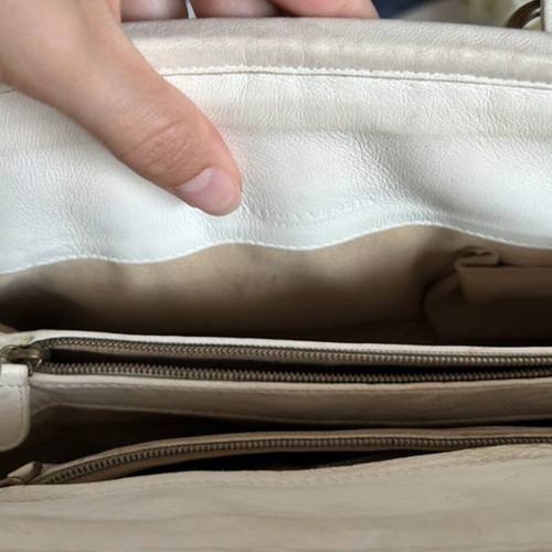 Bottega Veneta white leather shoulder bag used