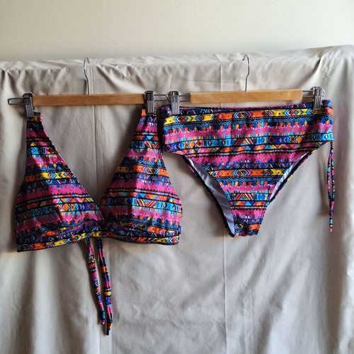 Temu bikini set XL neon ethnic aztec print new