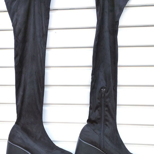 Pull & Bear boots used, over-the-knee, platform lug sole, size 37, black