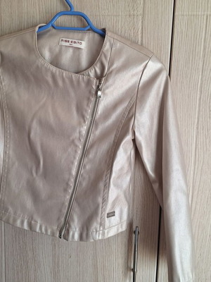 Miss Evita faux leather jacket size 10, gold beige