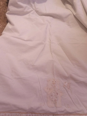 Baby crib sheet like new with teddy bear white beige 1.60x2.30
