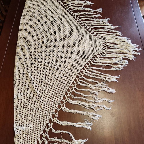 Handmade vintage scarf 70x140 used, beige