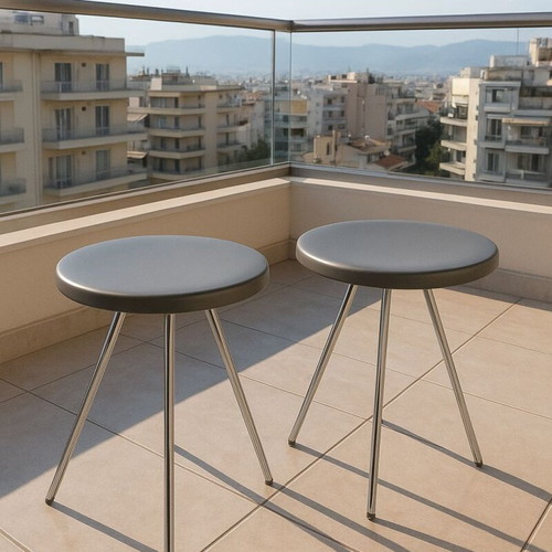 Anakie Metal metal stools used, set of 2, minimalist design