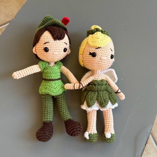 Peter Pan and Tinkerbell Amigurumi Crochet Dolls new