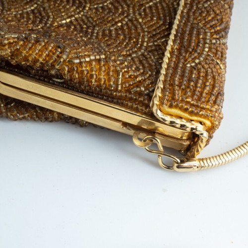 Vintage Evening Clutch Bag used with sparkling beadwork and gold clasp