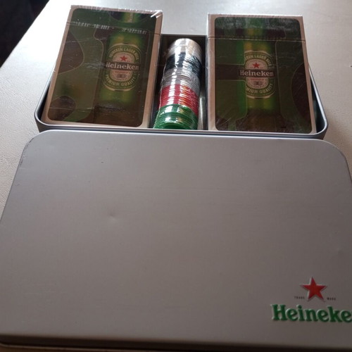 Heineken collectible game set new with metal case
