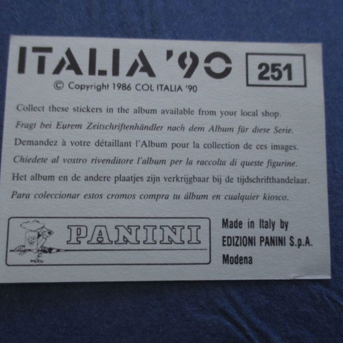 Panini Italia 90 sticker No.251 Germany team used