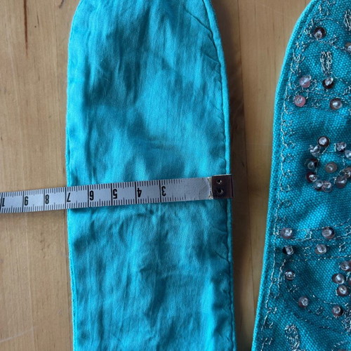 Blue fabric belt with rhinestones used, adjustable