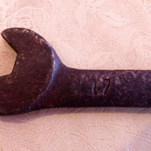 Old wrench with worn numbers and codes used
