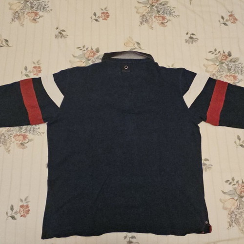 Navy & Green authentic long-sleeve polo shirt, 4XL, cotton
