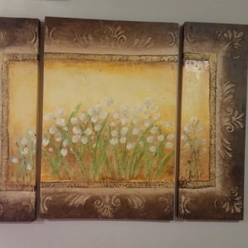 Decorative canvas painting used, set of 3 pieces