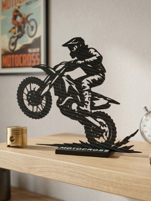 Motocross 3D printed table decoration with carbon fiber texture