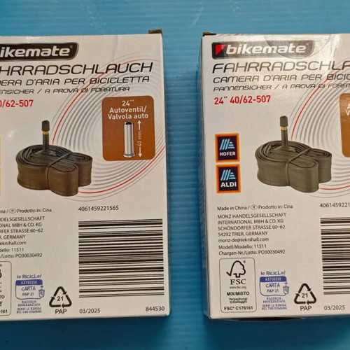 Bikemate Bicycle Inner Tubes 24" New, Pack of 2