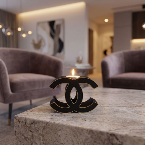 Διακοσμητική βάση για ρεσώ σε σχέδιο Chanel με 6 αρωματικά κεριά σόγιας