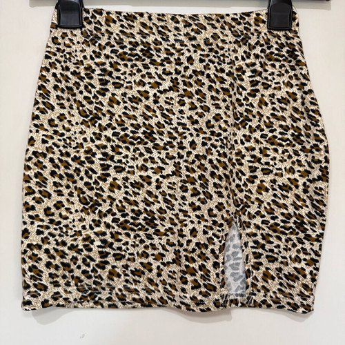 Set of 2 Mini Skirts like new, animal print and brown ribbed
