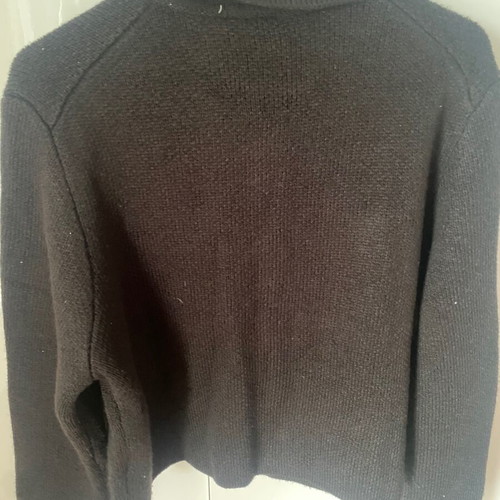 H&M cardigan used, black with gold buttons, size L