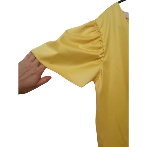 Yellow dress by Georgias Moditi new, cotton satin, medium-large