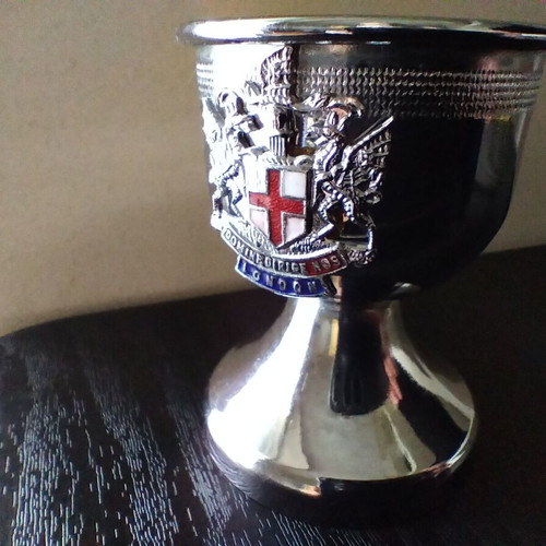 London Emblem Trophy used, 1960s metal souvenir